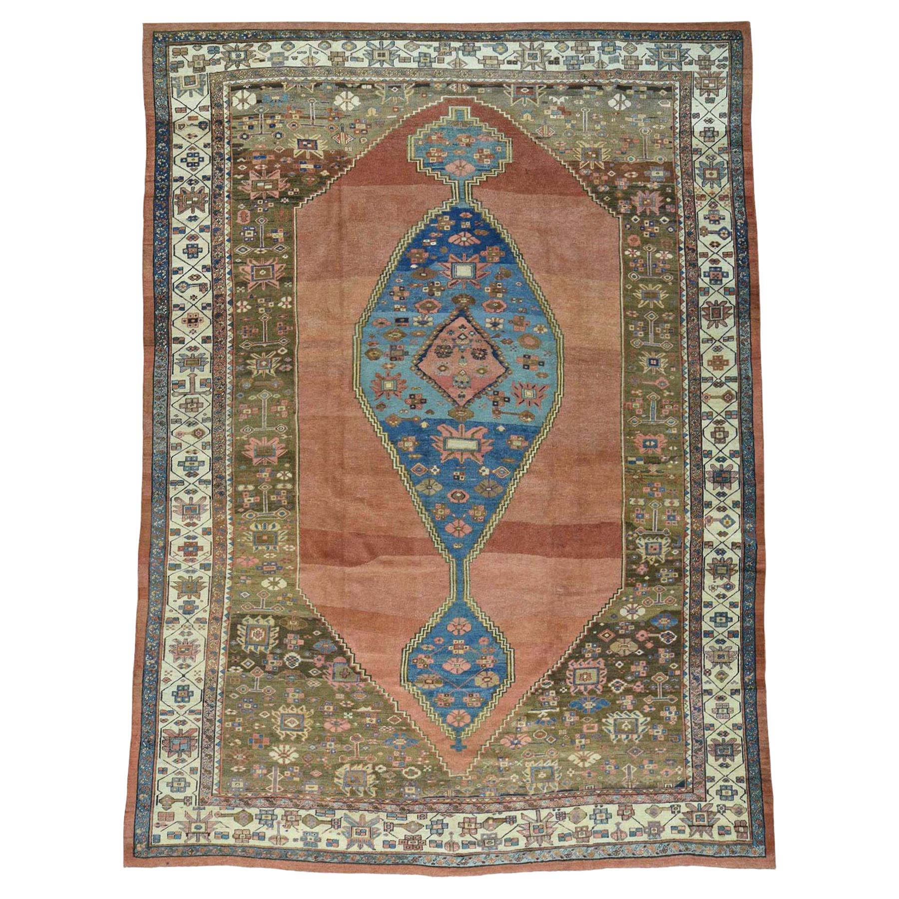 1900 Antique Handmade Original Persian Bakshaish Rug Prolonged For Sale