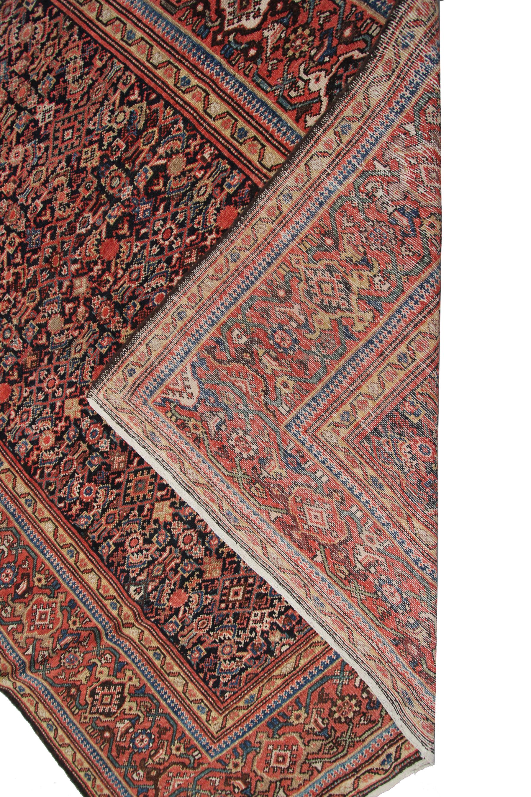 1900 Antique Persian Farahan Rug Antique Farahan Rug Geometric Overall For Sale 4