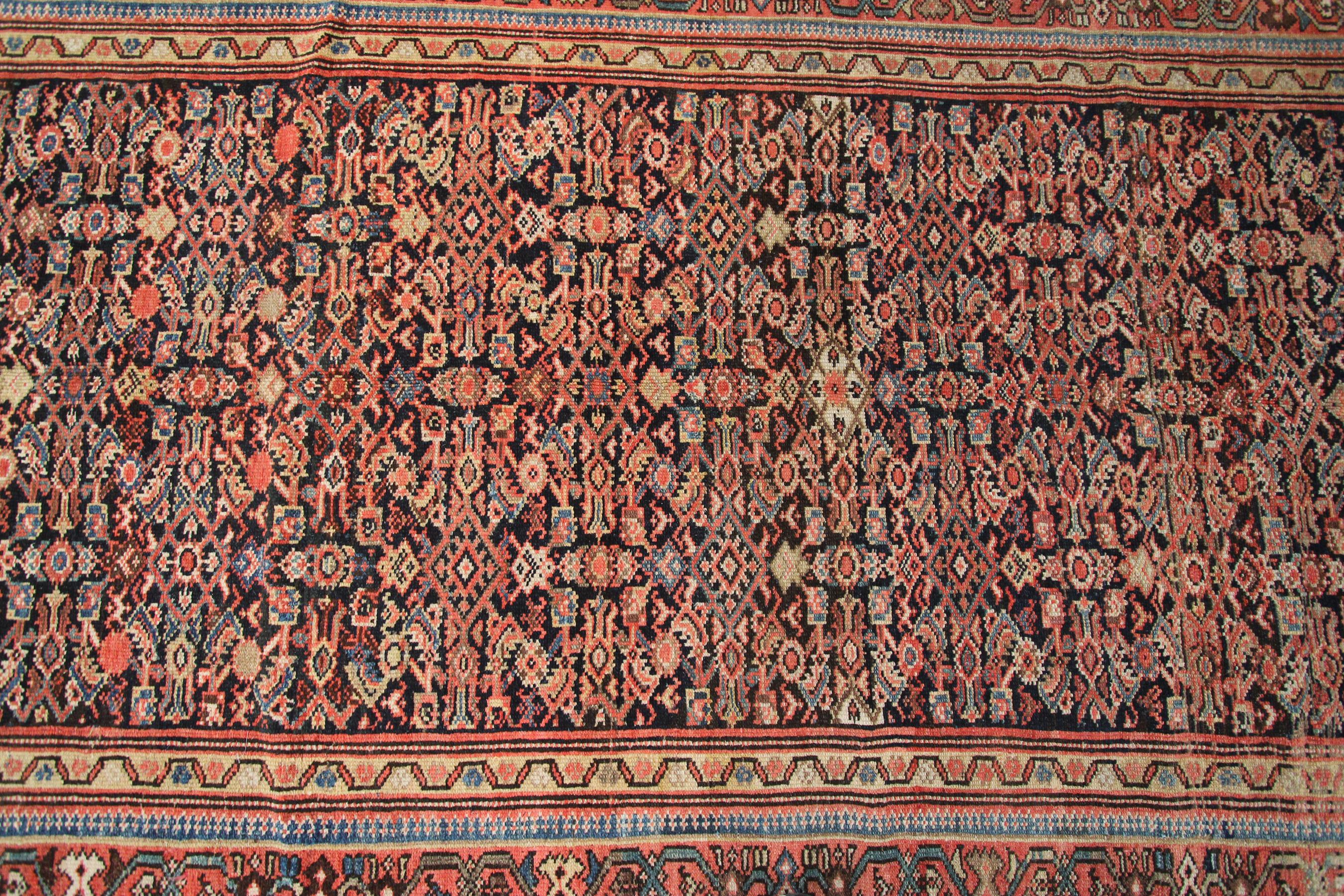 Hand-Knotted 1900 Antique Persian Farahan Rug Antique Farahan Rug Geometric Overall For Sale