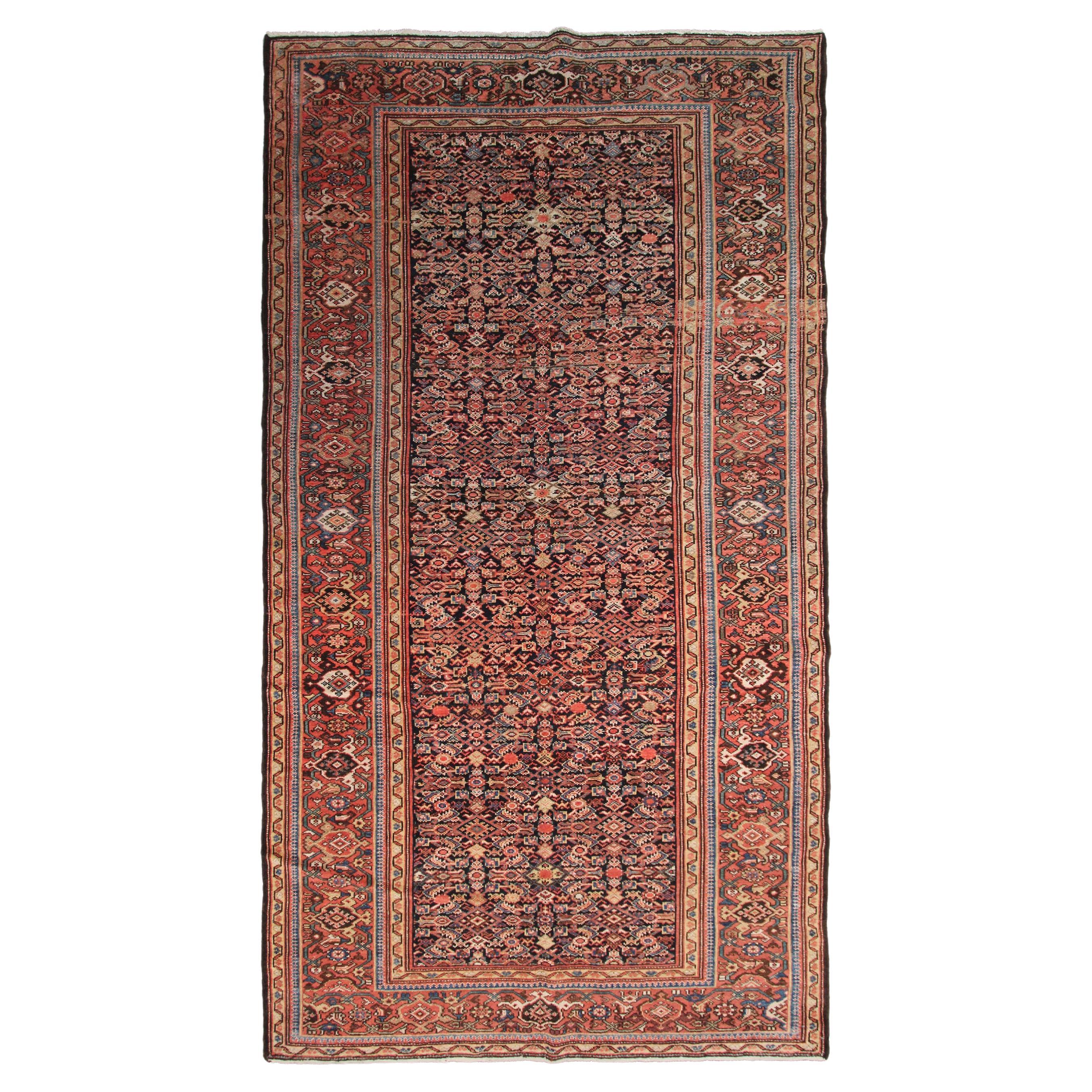 Antiker persischer Farahan-Teppich, antiker Farahan-Teppich, geometrisch, um 1900