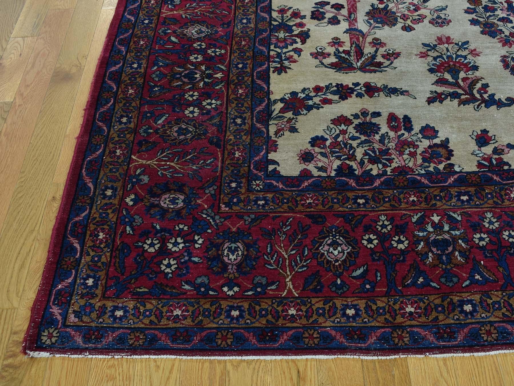 Early 20th Century 1900 Antique Persian Kerman Rug Tree Design All-Over