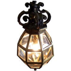 1900 Antique Rare Brass Cage Pendant Lantern