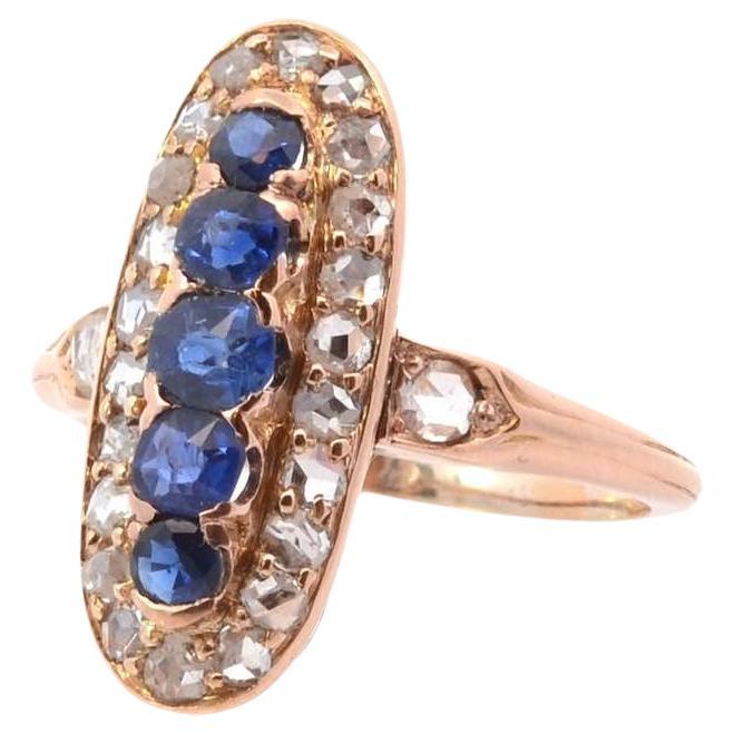 1900 Antique ring with sapphires and diamond roses For Sale