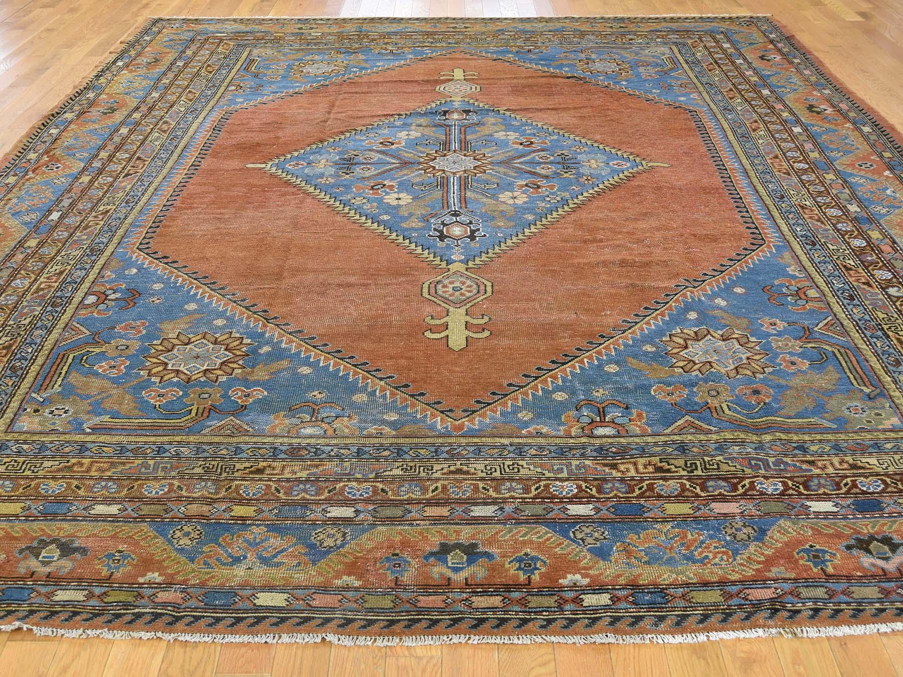 Persian 1900 Antique Samarkand with Bakshaish Design Rug, Open Field Rust