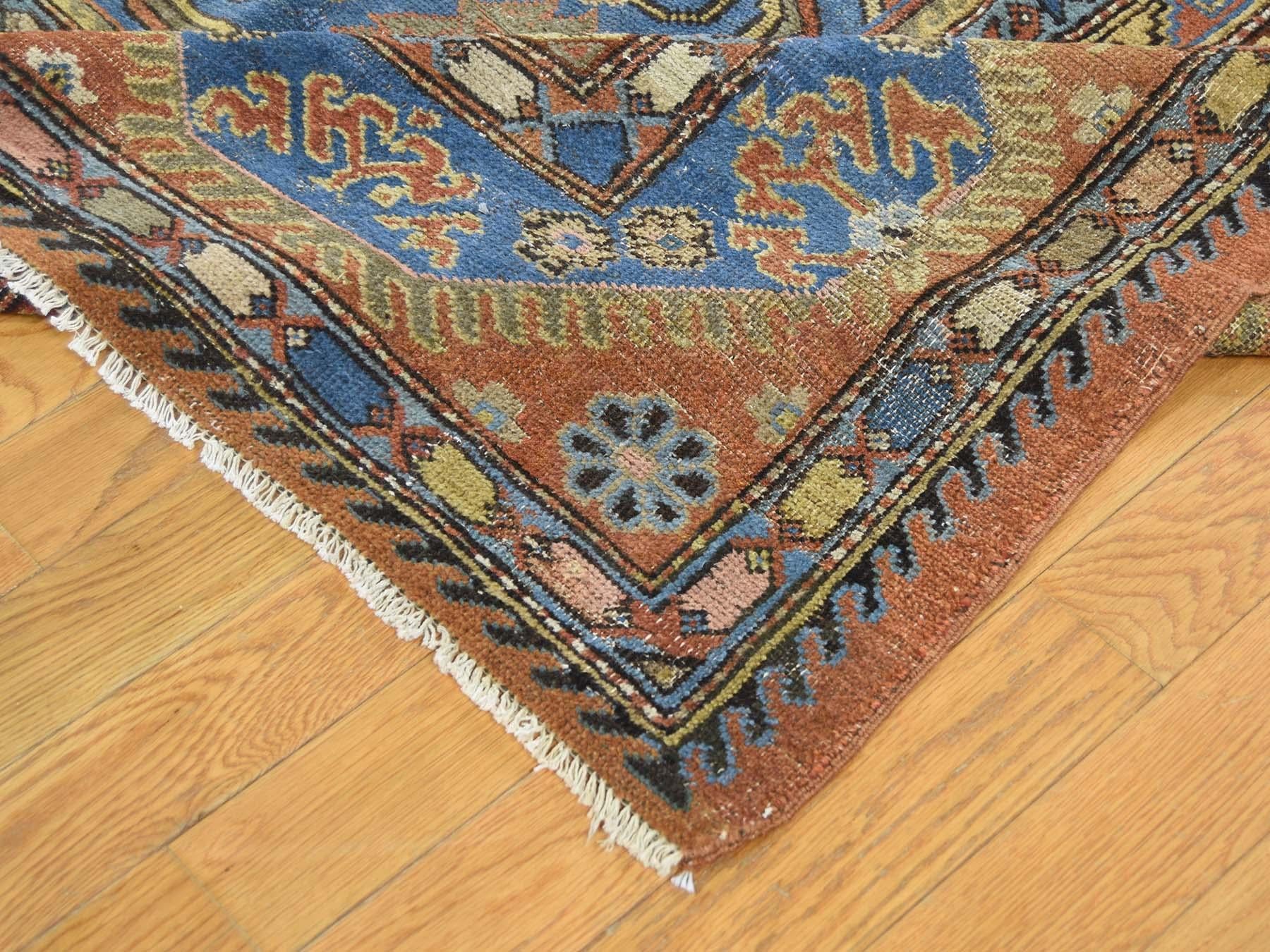 Wool 1900 Antique Samarkand with Bakshaish Design Rug, Open Field Rust