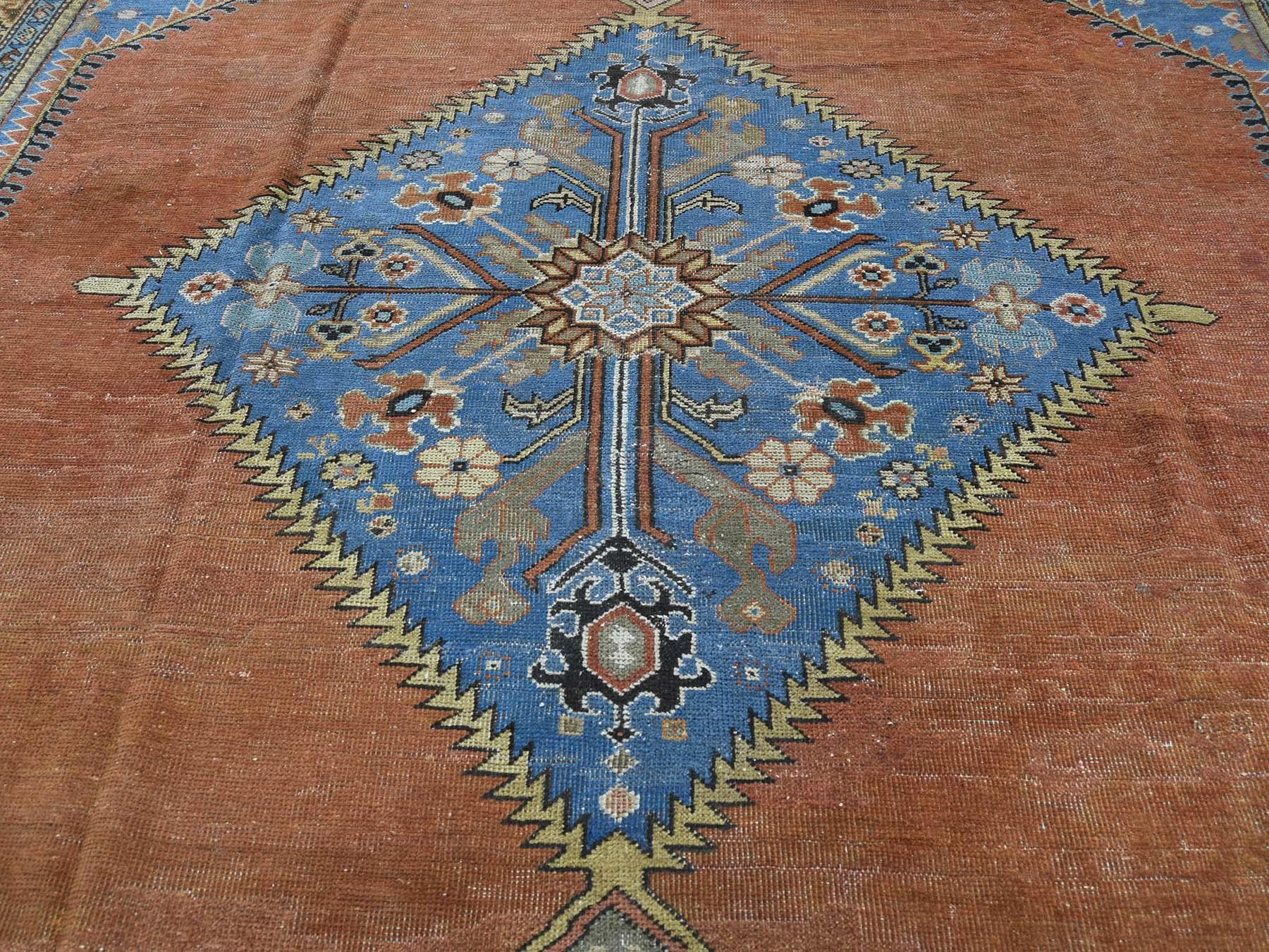 1900 Antique Samarkand with Bakshaish Design Rug, Open Field Rust 2