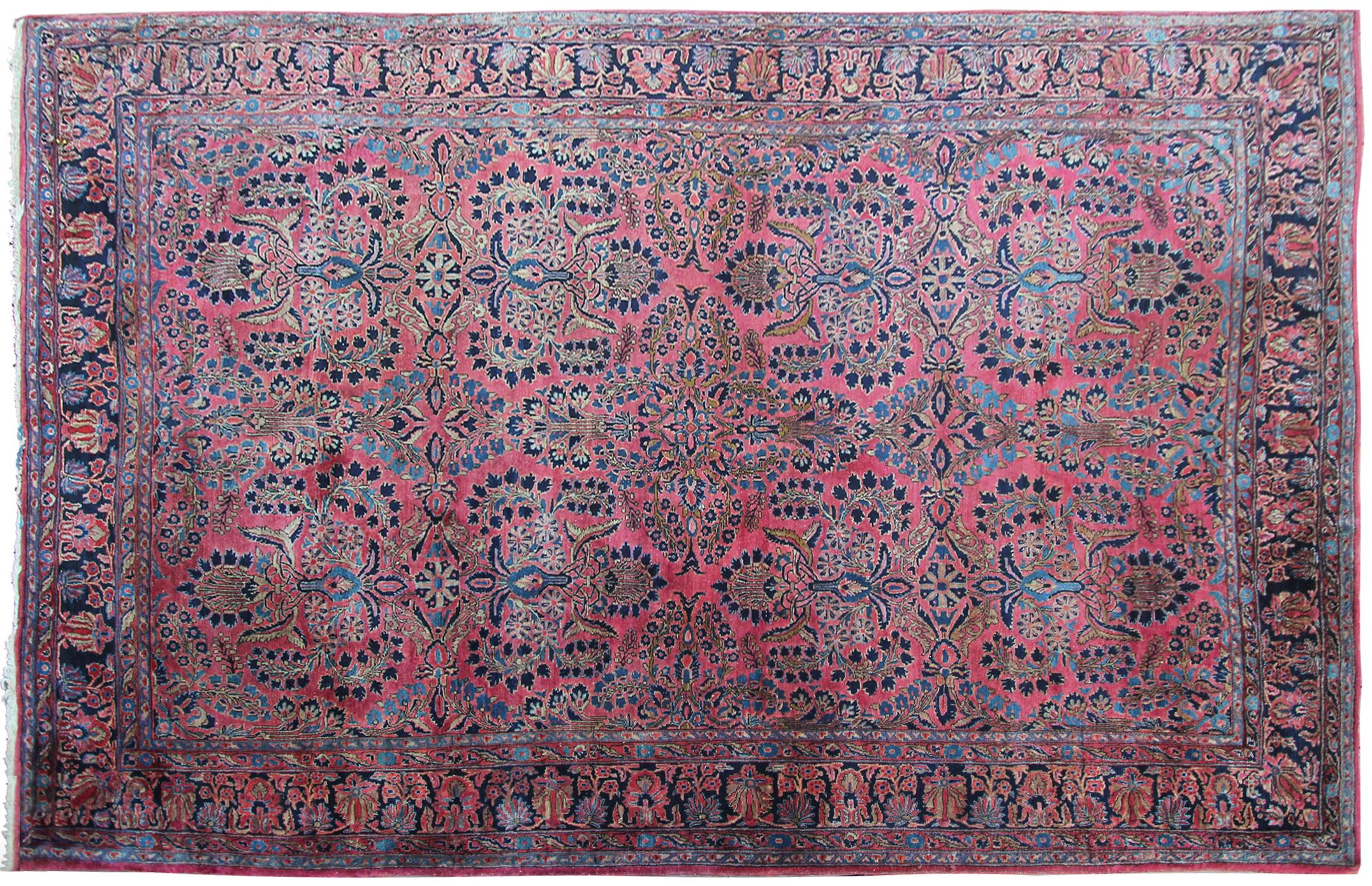 1900 Antiker Sarouk Mohajeran Teppich Gesamt 210cmx335cm Persischer Teppich Floral 7x11 (Sarouk Farahan) im Angebot