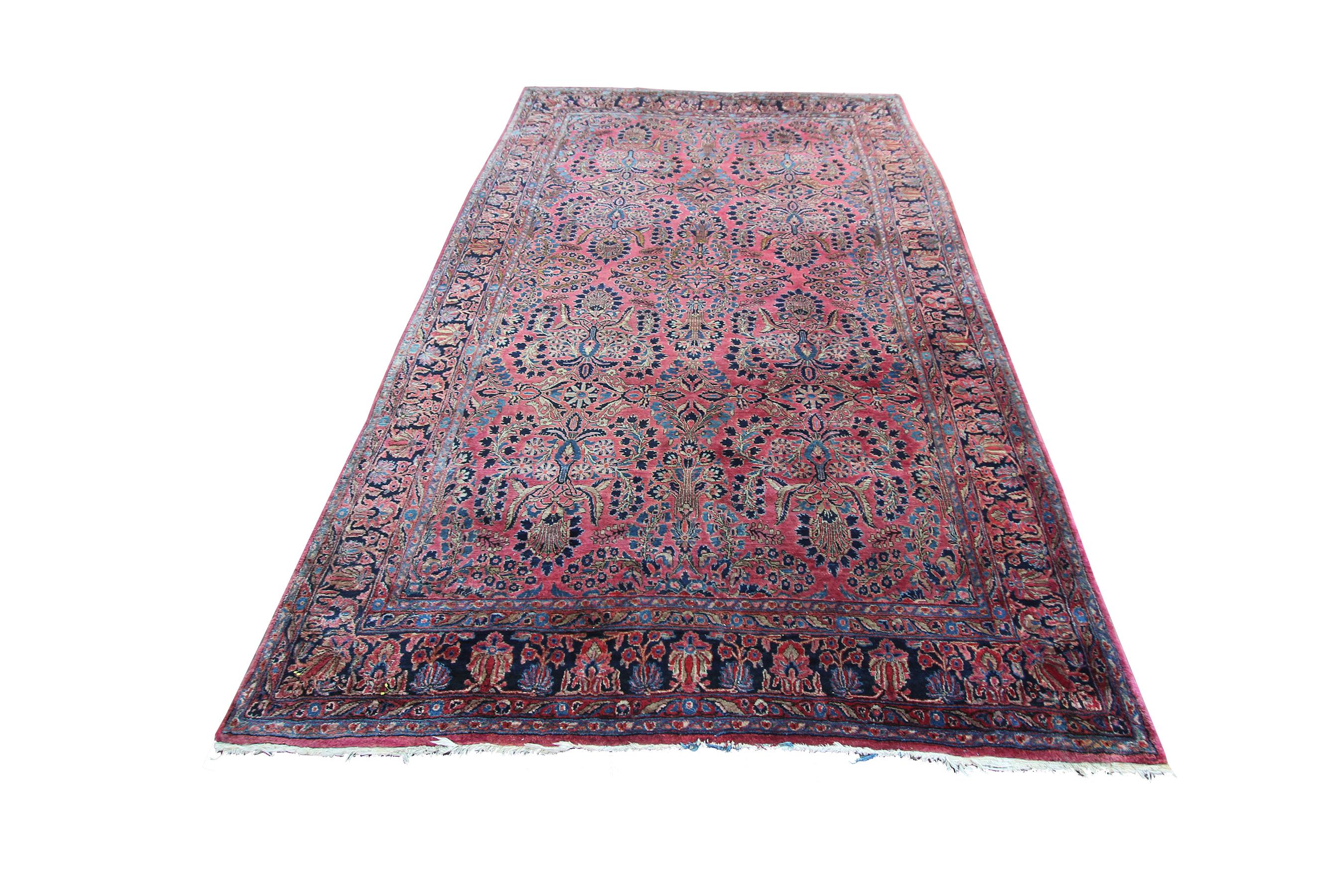 1900 Antiker Sarouk Mohajeran Teppich Gesamt 210cmx335cm Persischer Teppich Floral 7x11 (Handgeknüpft) im Angebot