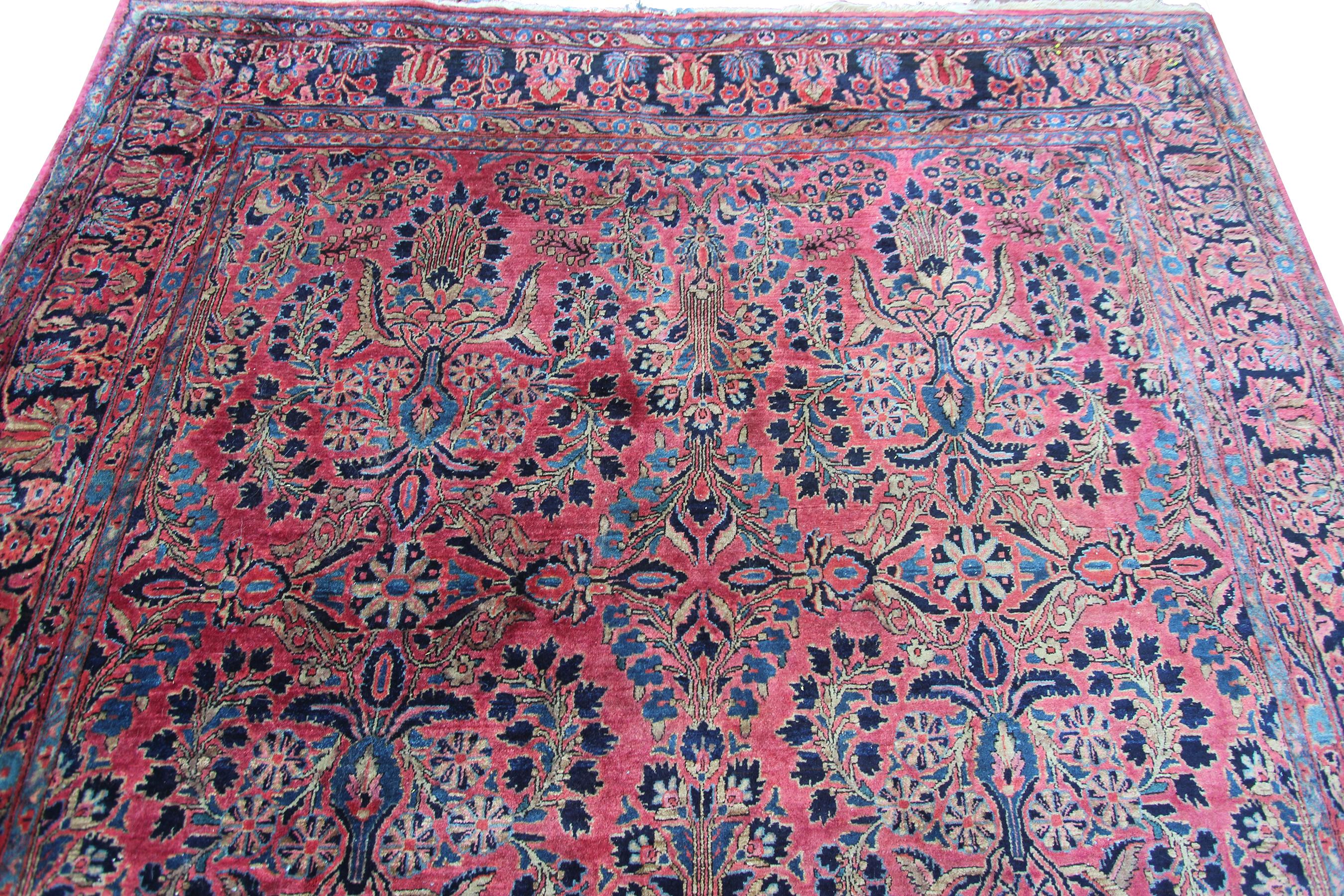 1900 Antiker Sarouk Mohajeran Teppich Gesamt 210cmx335cm Persischer Teppich Floral 7x11 (Wolle) im Angebot