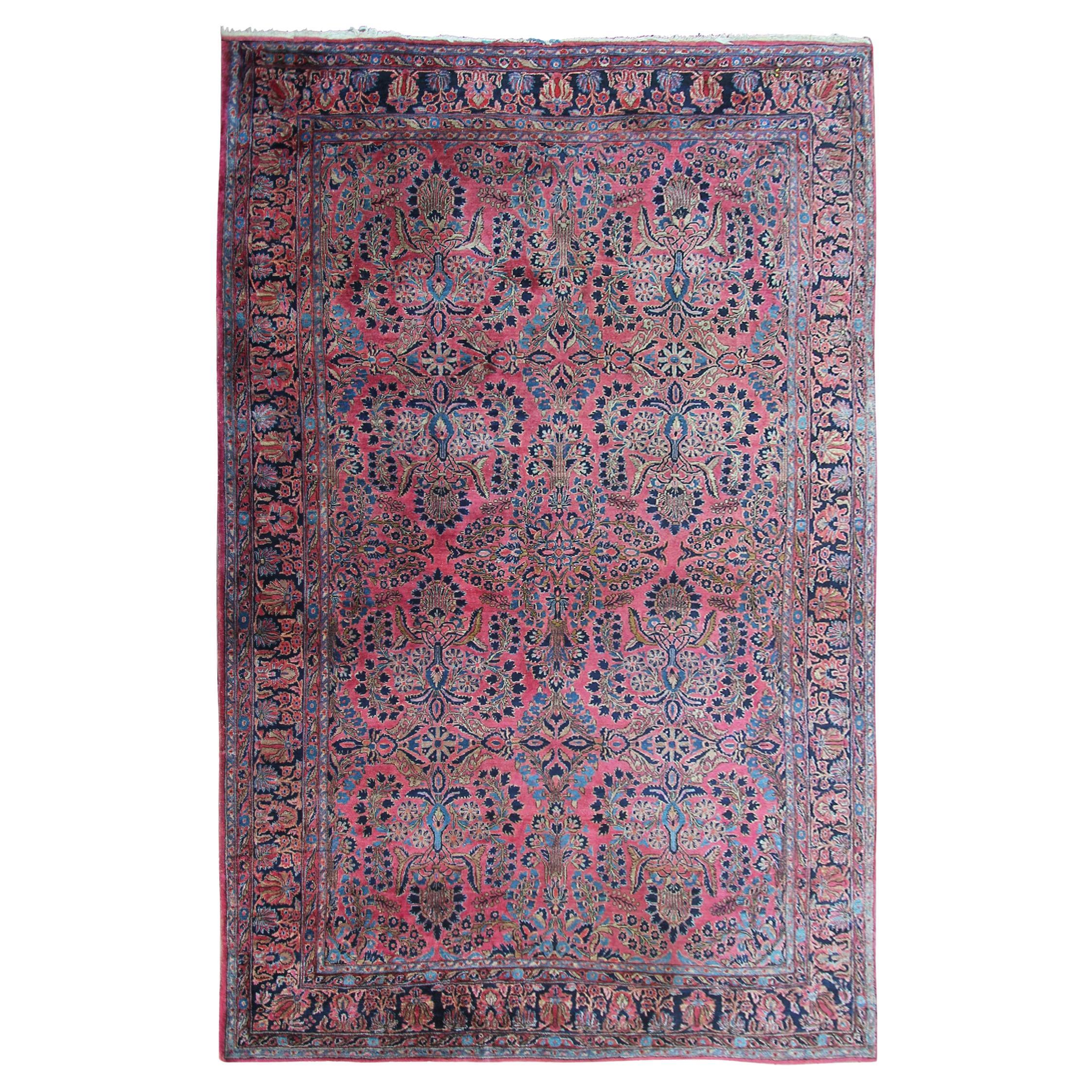 1900 Antiker Sarouk Mohajeran Teppich Gesamt 210cmx335cm Persischer Teppich Floral 7x11 im Angebot