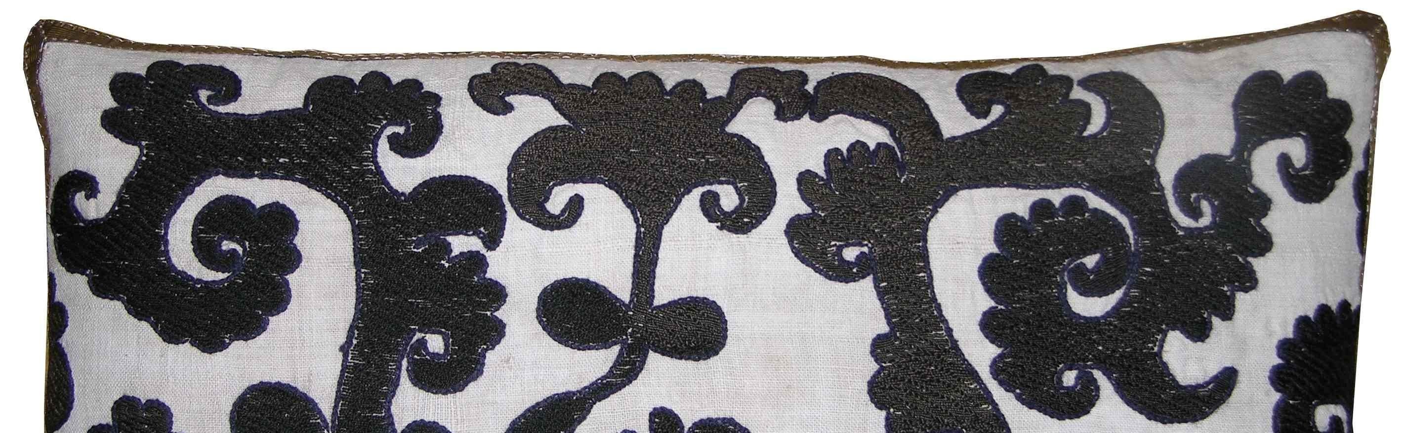 Unknown 1900 Antique Susani Embroidery Pillow - 21 X 12 For Sale