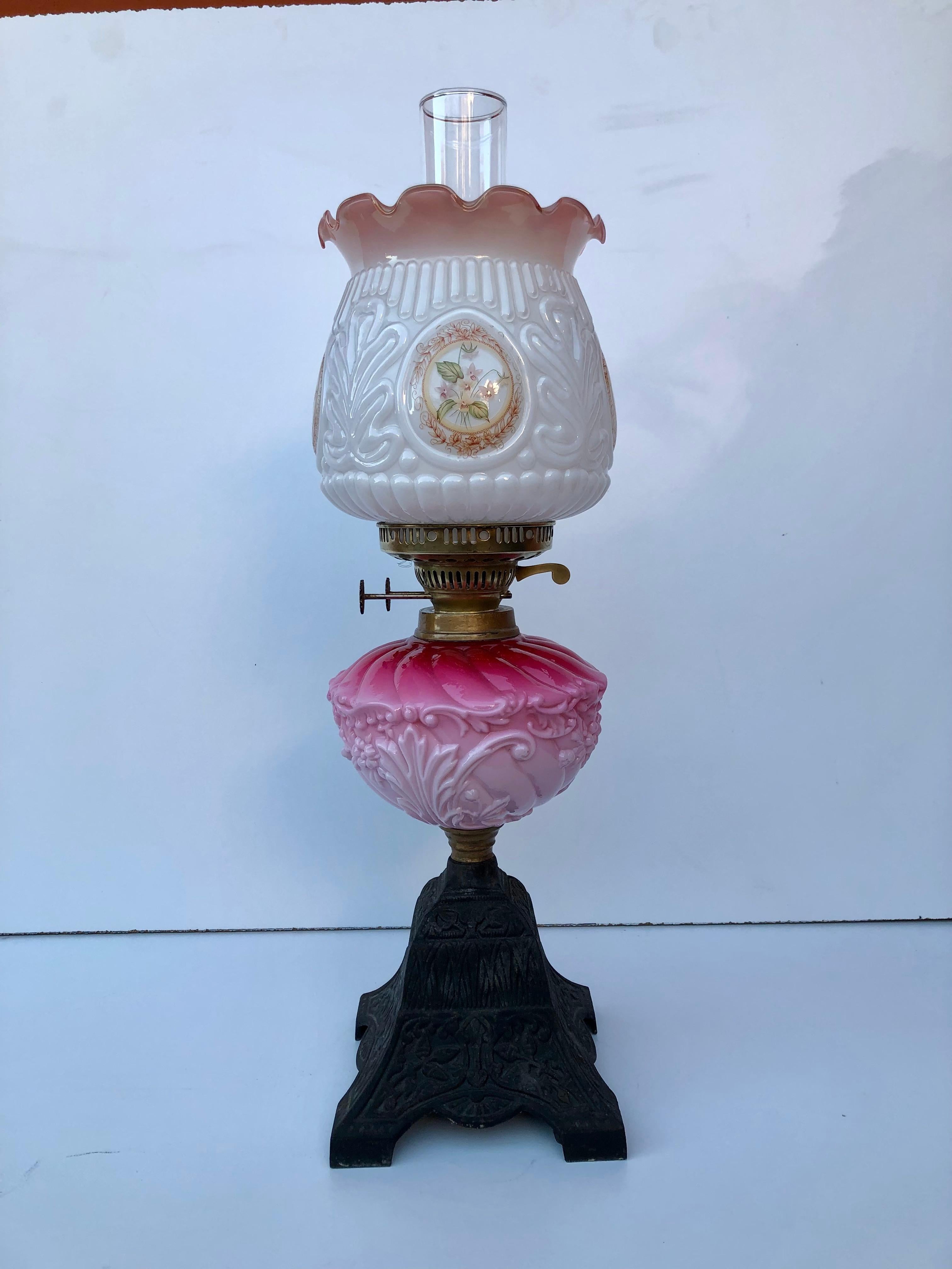 Lampe à huile victorienne ancienne de 1900, Angleterre en vente 4