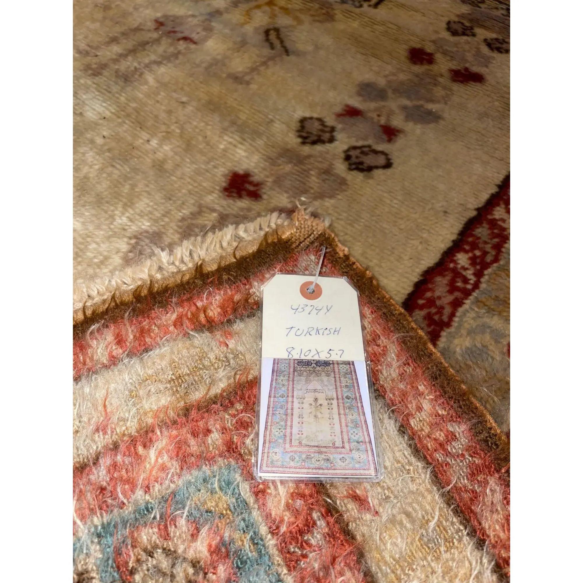 1900 Antique Woolen Turkish Rug With Signature - 5'7'' X 8'10