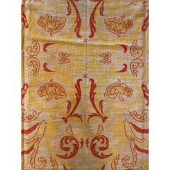 1900 Antique Yellow Abstract Style European Needlework Rug