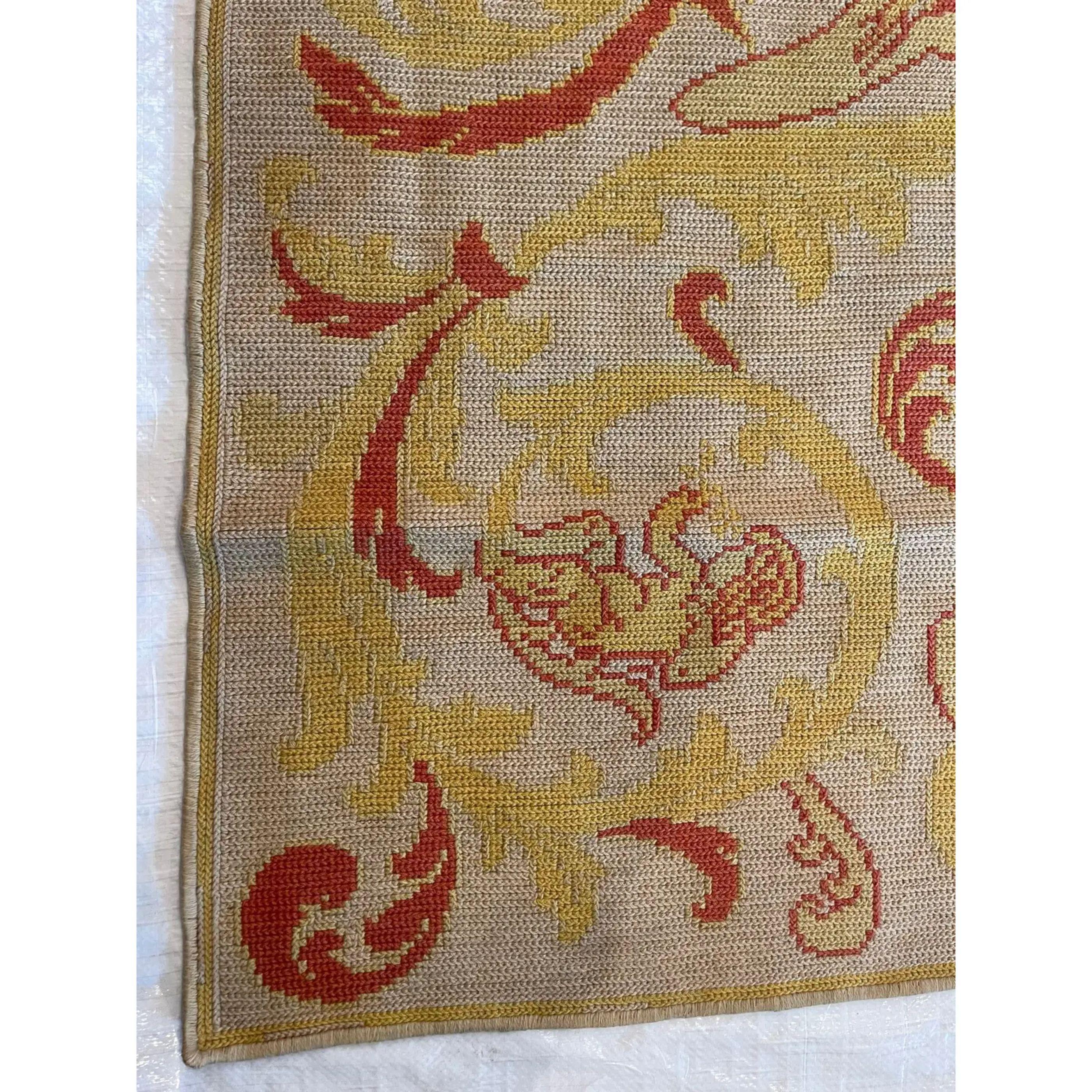 Kilim 1900 Antique Yellow Abstract Style European Needlework Rug For Sale