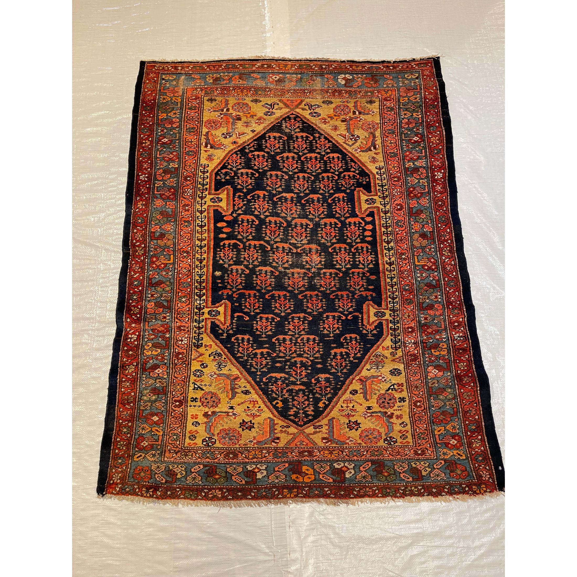 Asian 1900 Antique Zanjan Rug 5'6'' X 4'1'' For Sale