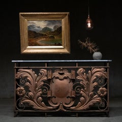 1900 Art nouveau iron console table panel