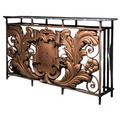 Used 1900 Art nouveau iron console table panel