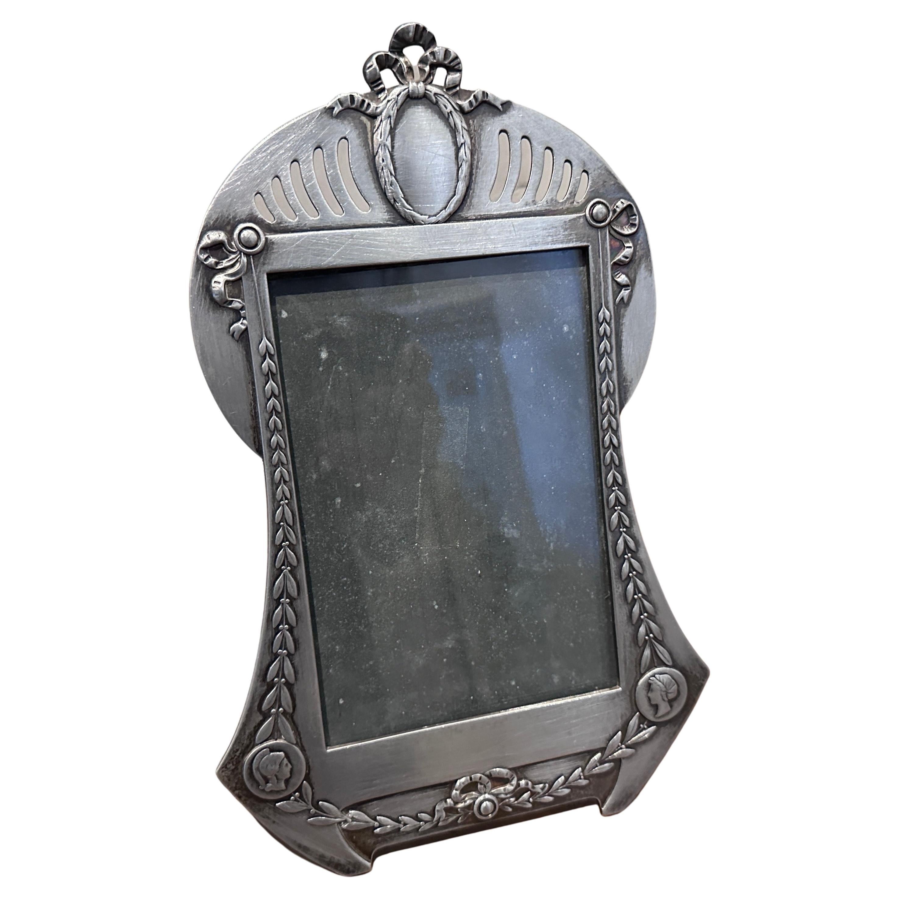 1900 Art Nouveau Pewter German Picture Frame by W.M.F.