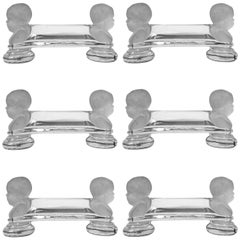 1900 Baccarat French Crystal Knife Rests Set Six Pieces Cherub Model