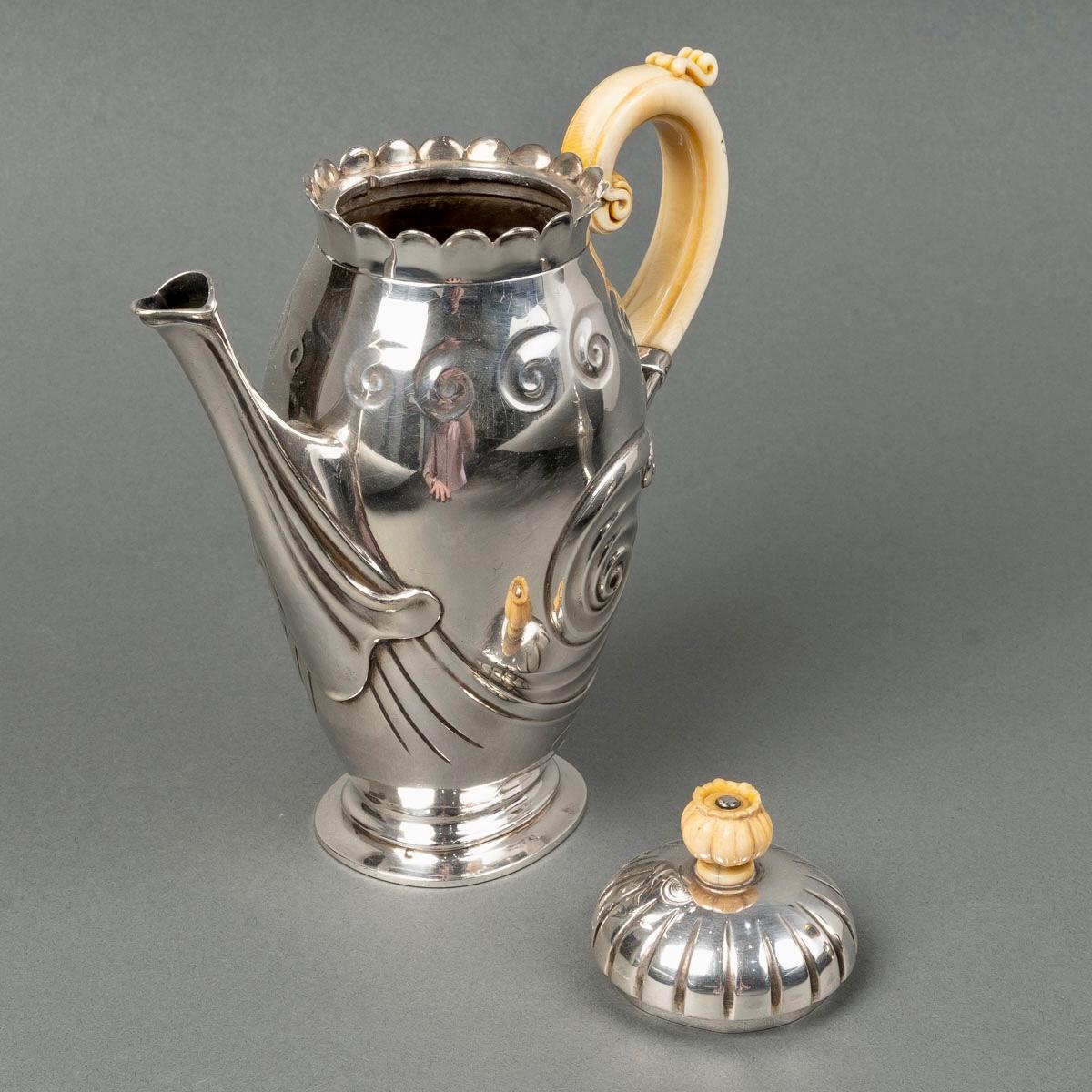1900 Bonvallet Et Cardeilhac - Art Nouveau Juego de té y café Plata de ley Marfil en venta 1