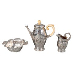 1900 Bonvallet Et Cardeilhac - Art Nouveau Tea Coffee Set Sterling Silver Ivory