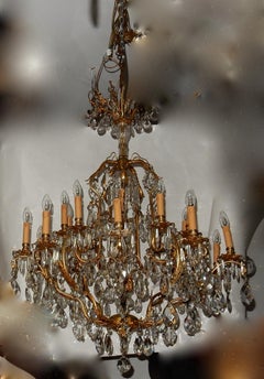 lustre à cage en bronze 1900 10 bras 21 ampoules