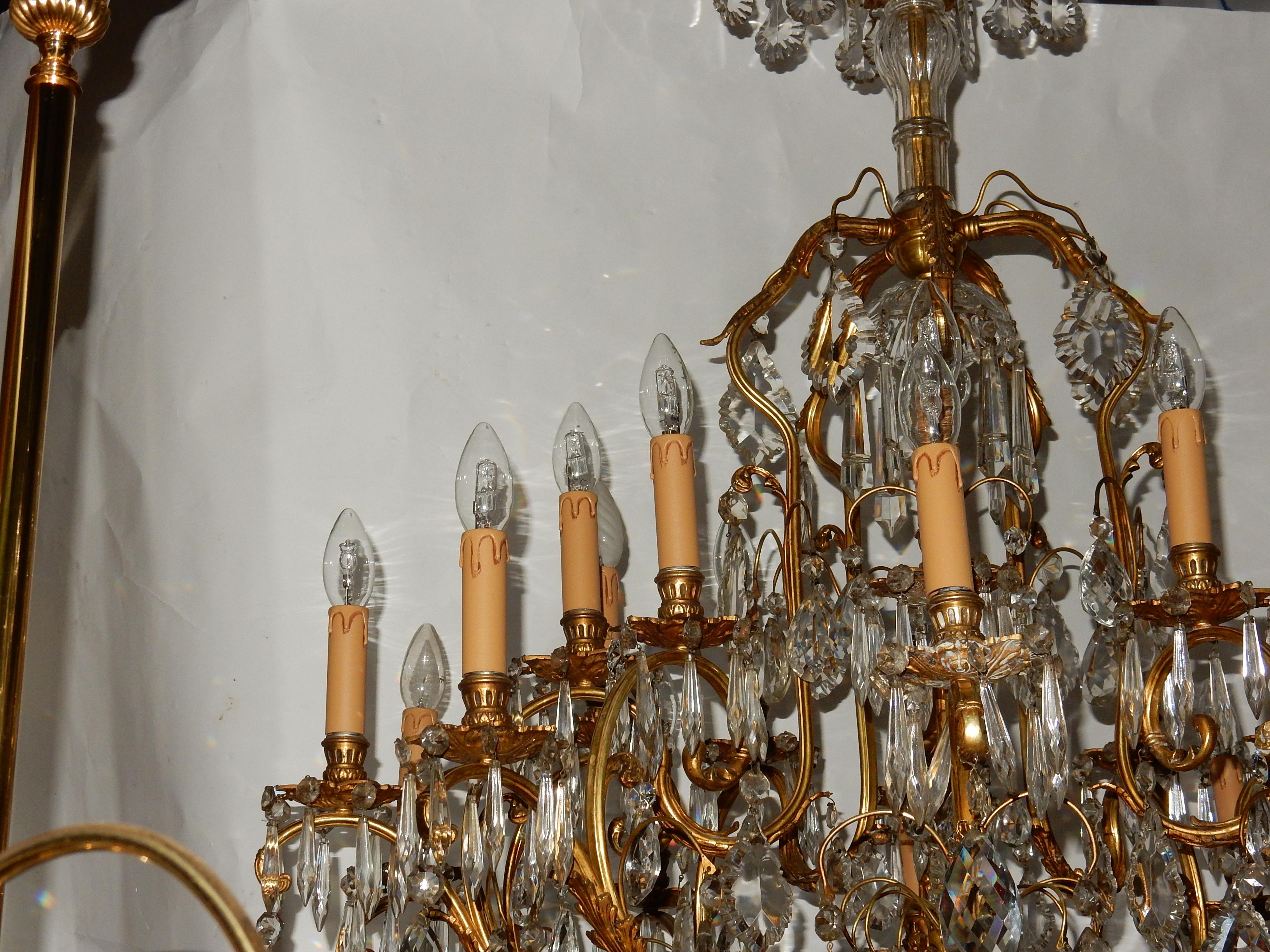 1900 Bronze Cage Chandelier 10 Arms 21 Bulbs In Good Condition For Sale In Paris, FR