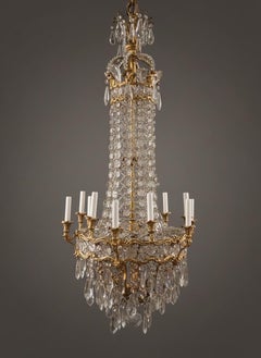 1900 Caldwell Crystal and Bronze Chandelier with 12 Lights