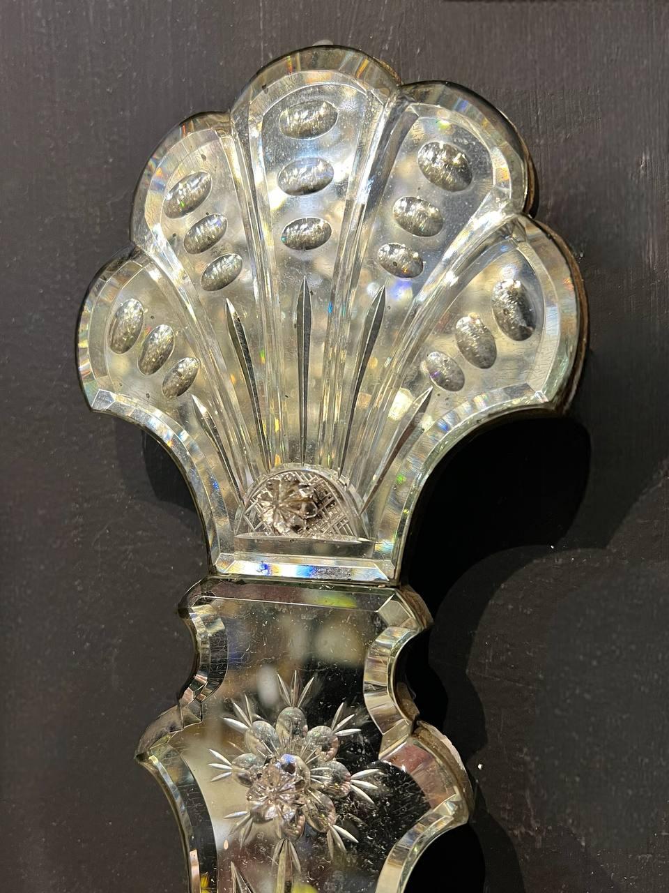 1900's Caldwell Etched Mirror 2 Lights Sconces In Good Condition For Sale In New York, NY