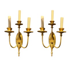 1900 Caldwell Gilt Bronze Sconces 3 Lights