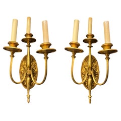 1900 Caldwell bronzo dorato con foglie 3 luci