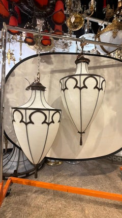 1900 Caldwell Leaded Glass Large Light Fixture