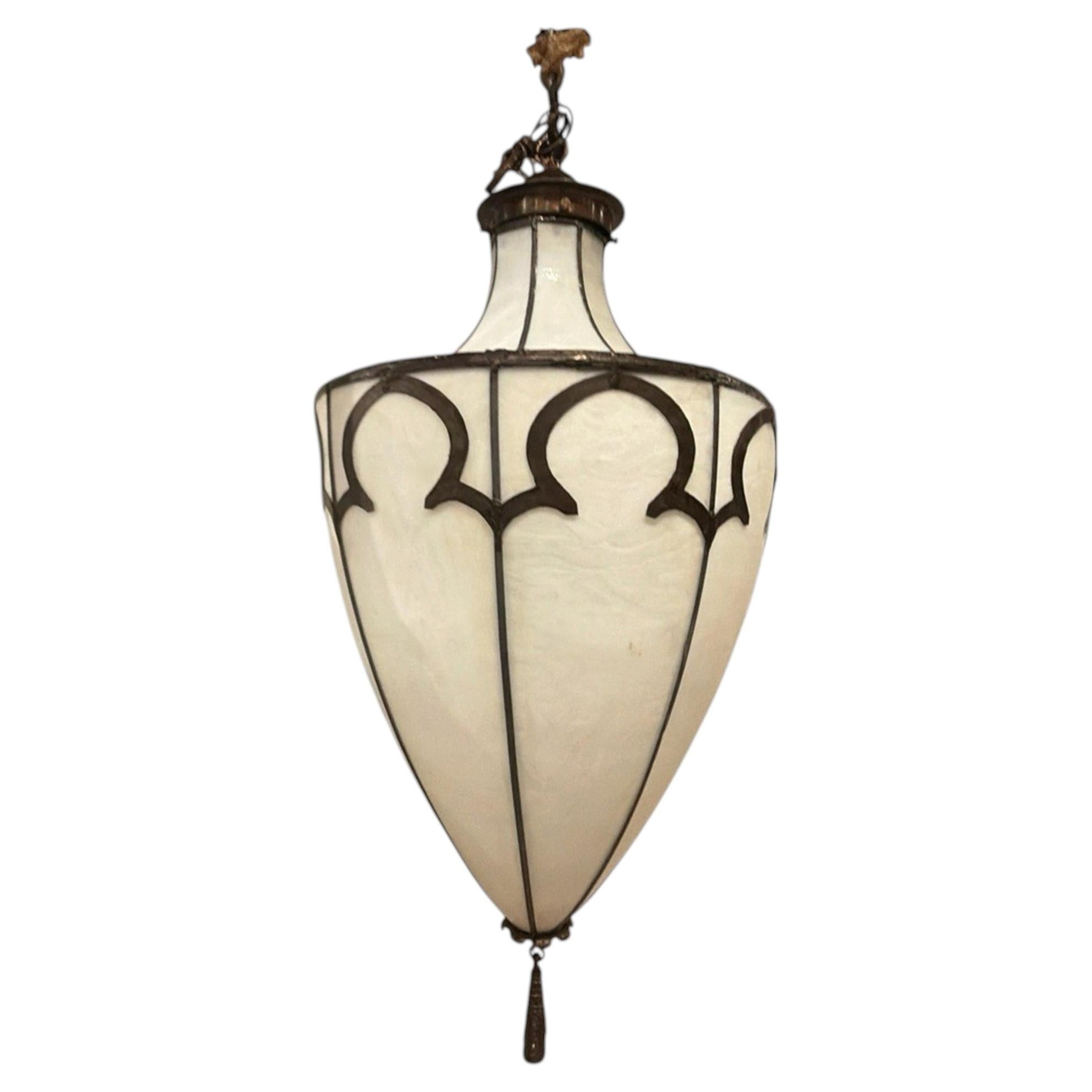 1900 Caldwell Leaded Glass Large Light Fixture