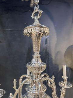 1900 Lustre Caldwell Plaqué Argent 6 Lumières