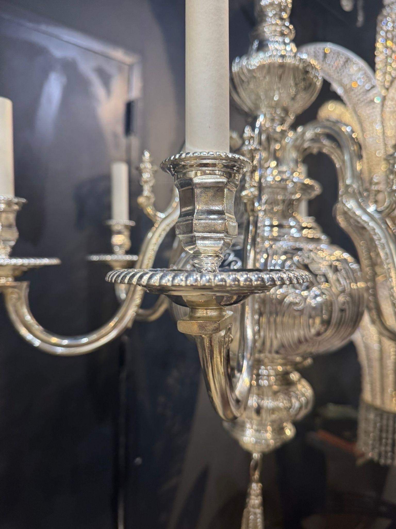 1900 Caldwell Lámpara de araña plateada de 6 luces Plateado en venta