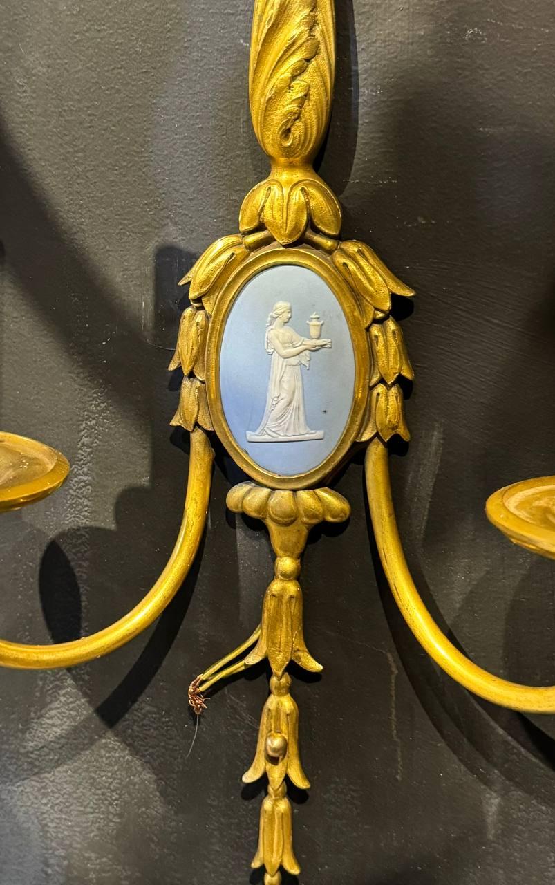 Lámparas de bronce Caldwell 1900 con diseño Wedgwood Estadounidense en venta