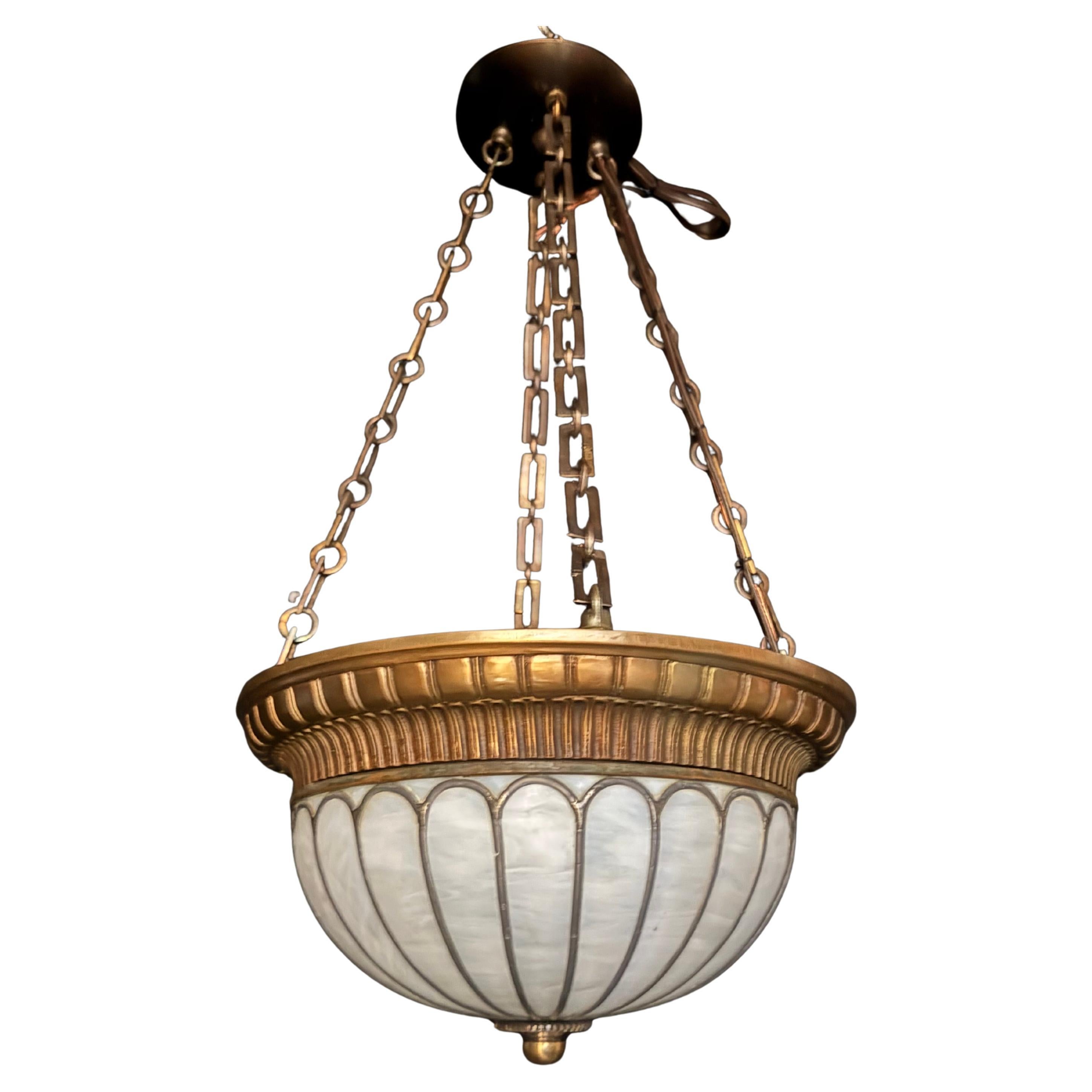 1900 Caldwell’s Leaded Glass Light Fixture