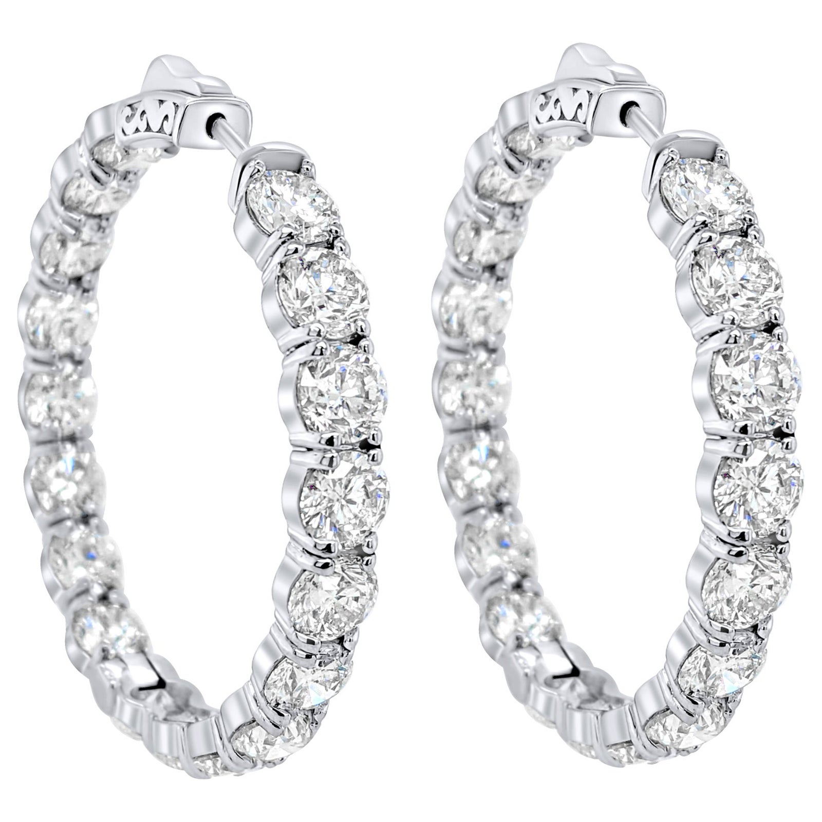 Boucles d'oreilles en or blanc 18 carats avec diamants de 19,00 carats