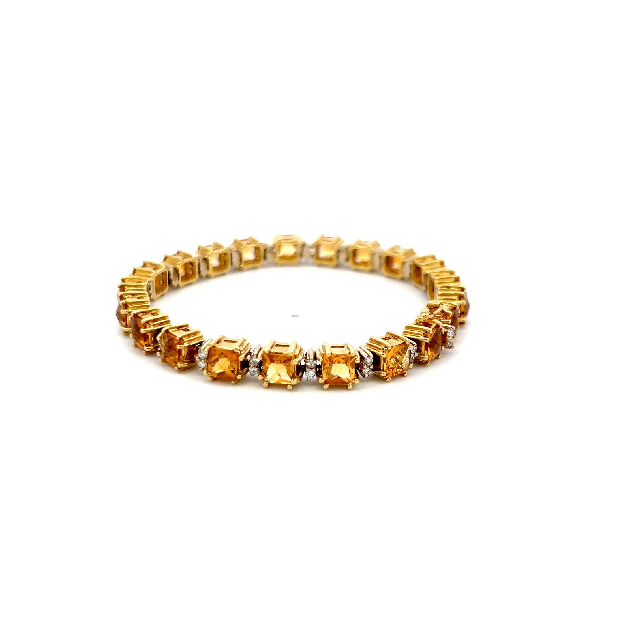 Title:
19.00 Carat X Citrine 0.70 Carat Round Brilliant G VS Diamond 18 Karat Yellow Gold Tennis Bracelet
Style:
Tennis
Metal:
18 Karat Yellow Gold
Gemstone 1:
0.7 Carat Diamond
Number of Stones:
42
Color:
G
Clarity:
VS
Shape:
Round