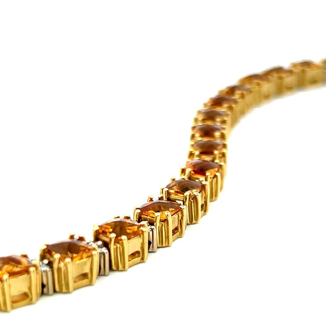 19.00 Carat Citrine 0.70 Carat Round Brilliant Diamond 18K YG Tennis Bracelet For Sale 4