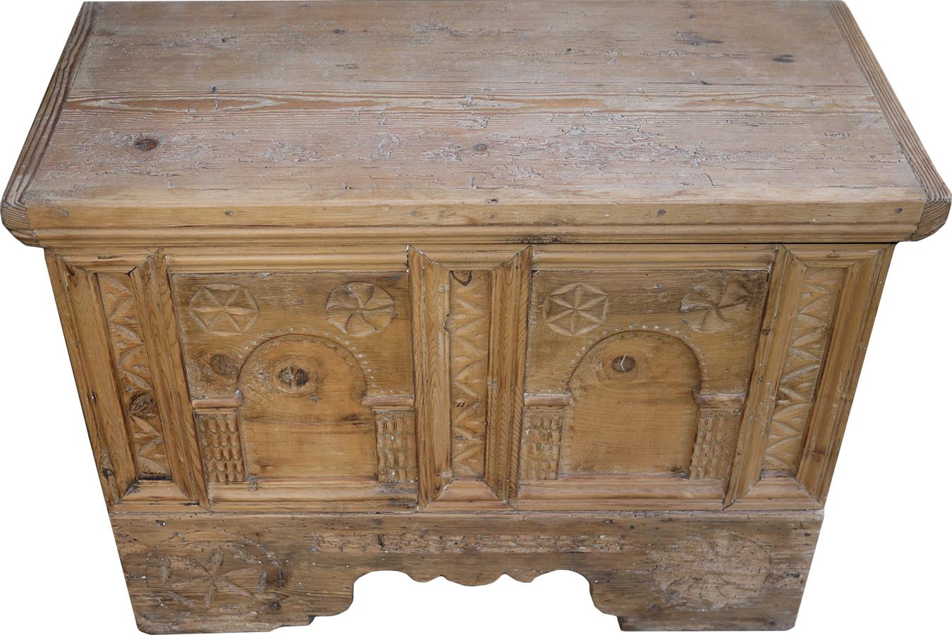 Italian 1900 Carved Wood Blanket Chest