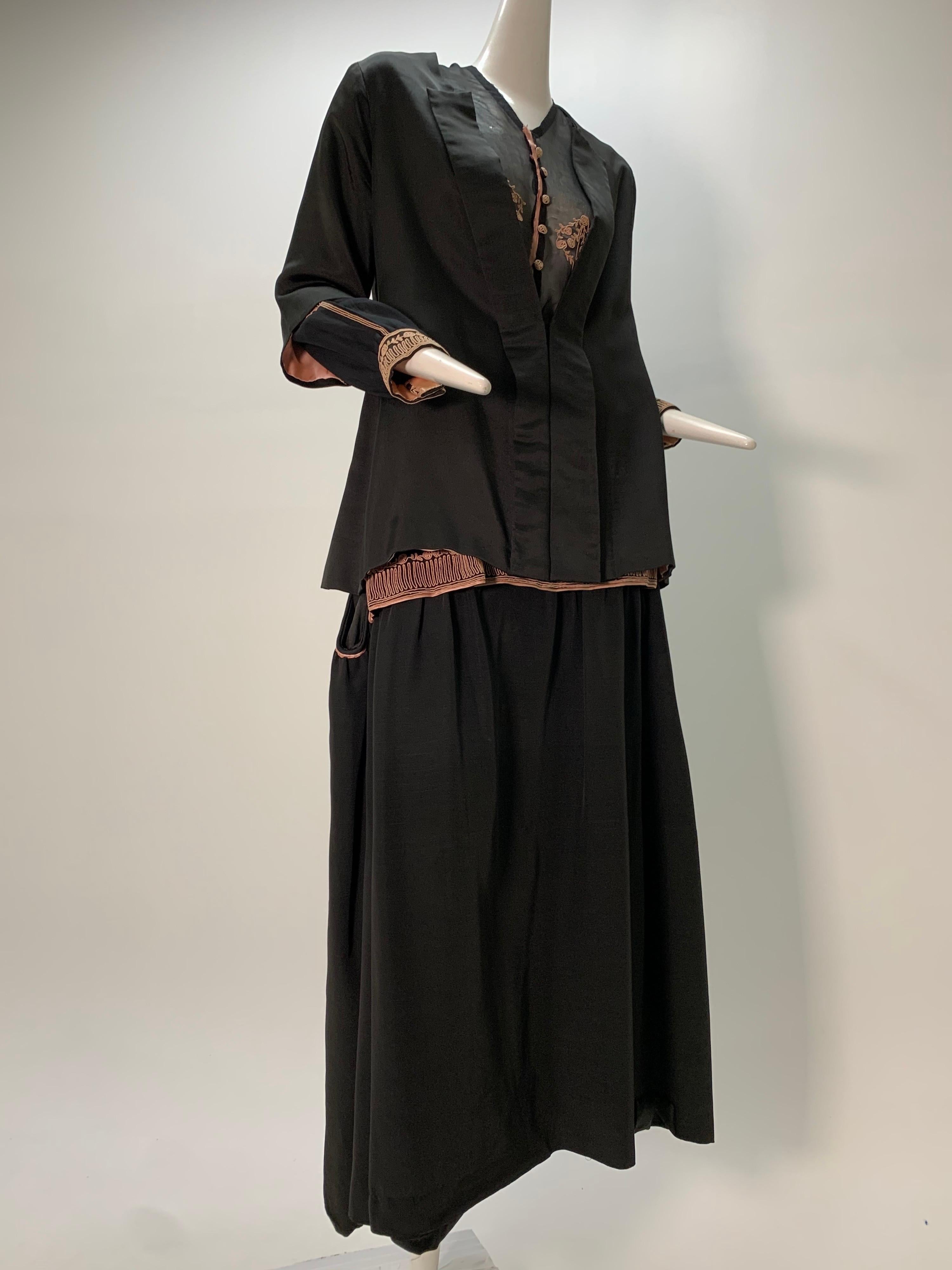 1900 Couture Lucile Ltd 3-Piece Embroidered Black Silk Walking Suit  4