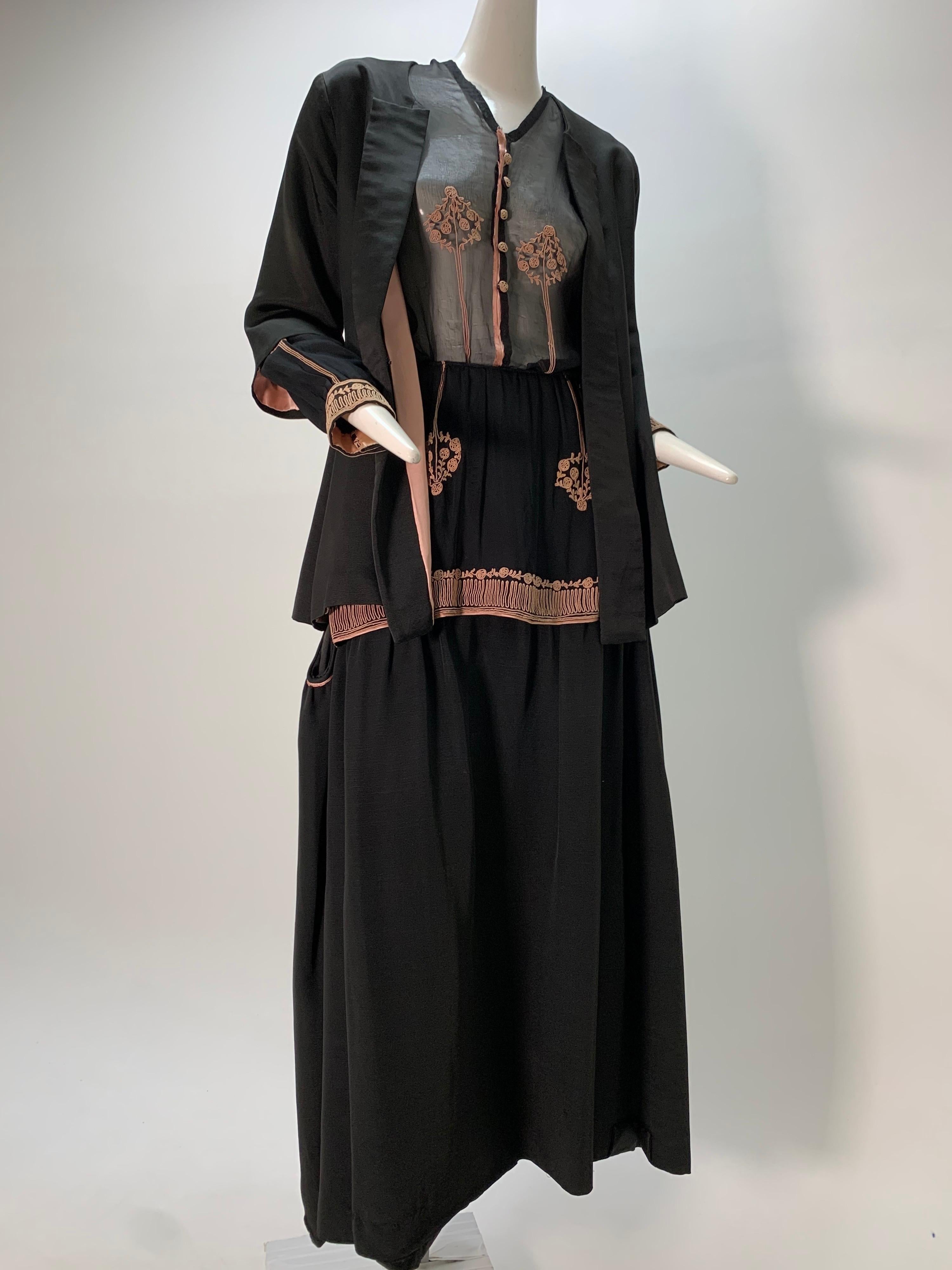 1900 Couture Lucile Ltd 3-Piece Embroidered Black Silk Walking Suit  6