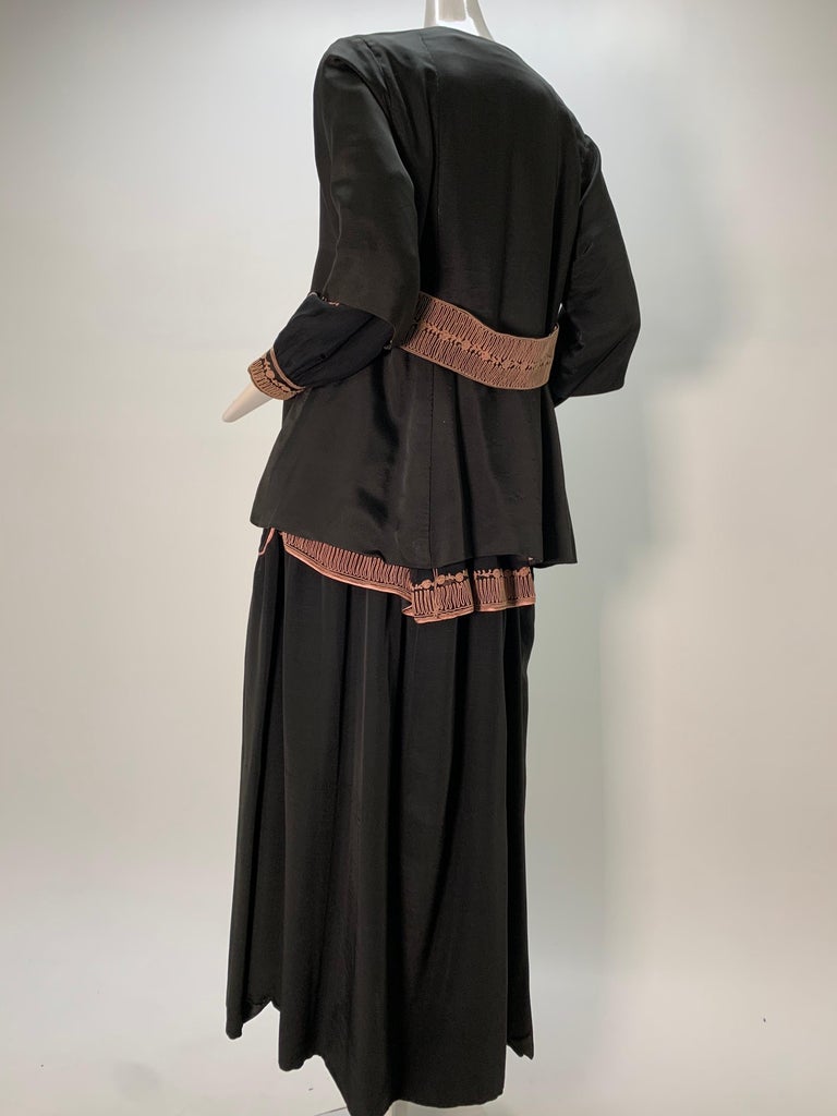 1900 Couture Lucile Ltd 3-Piece Embroidered Black Silk Walking Suit  For Sale 4
