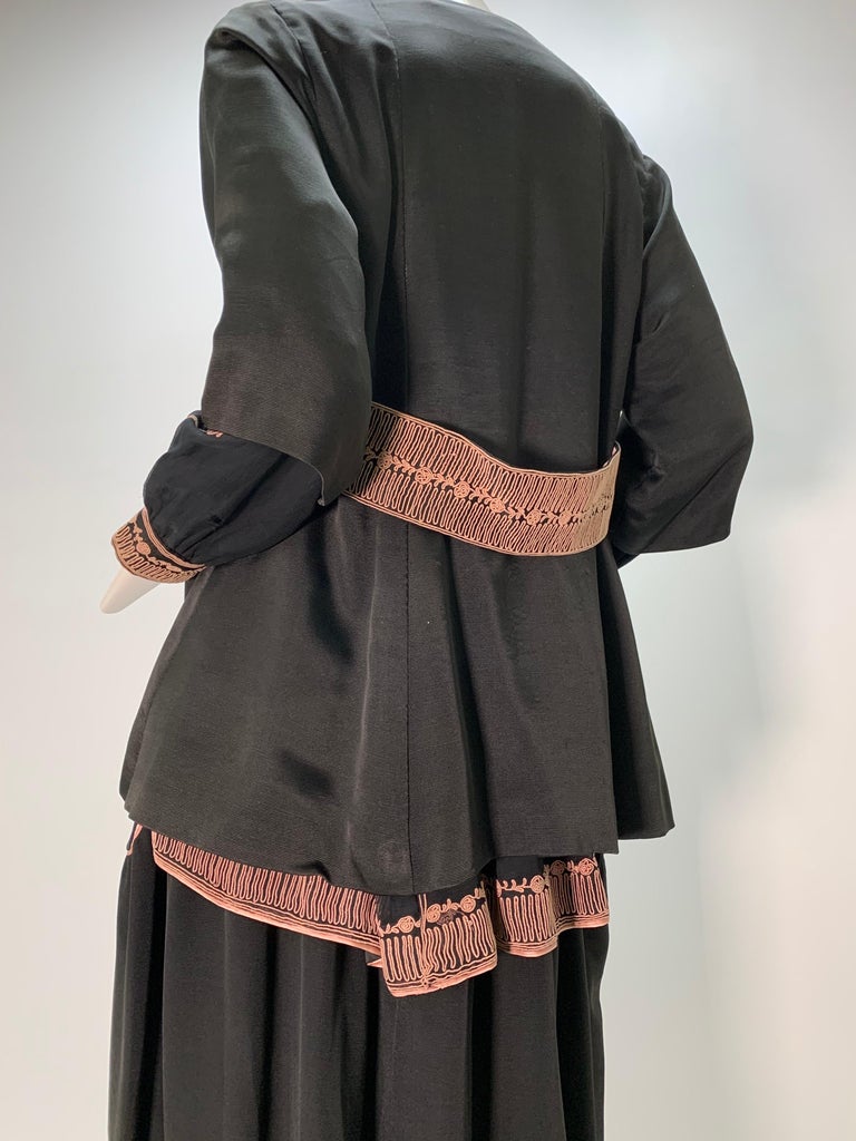 1900 Couture Lucile Ltd 3-Piece Embroidered Black Silk Walking Suit  For Sale 5