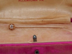 1900 Edwardian 14K Rose Gold .20ct Old Mine Diamond Stick Pin (épingle à bâton)