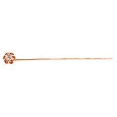 1900 Edwardian 14K Rose Gold .20ct Old Mine Diamond Stick Pin (épingle à bâton)
