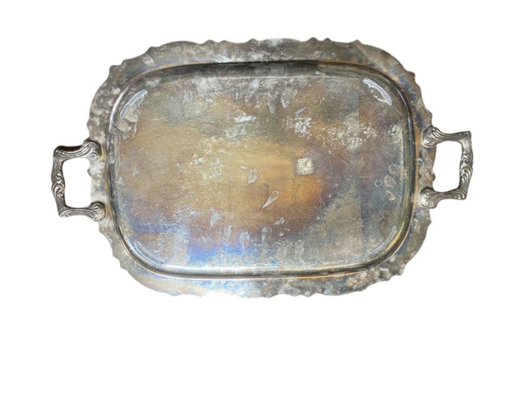 Plateau de service édouardien en métal argenté de 1900 par Leonard en vente 3