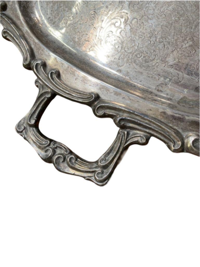 1900 Edwardian Silver-plate Serving Tray by Leonard For Sale 4